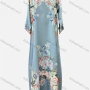 Wholesale Women's Casual Floral Print Crew Neck Pearl Decor Long Sleeve Abaya Dress preview