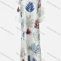Wholesale Women's Elegant Leaf Print Pearl Rhinestone Decor Notched Neck Long Sleeve Abaya Dress preview