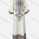 Wholesale Women's Elegant Folk Art Pearl Decor Crew Neck Long Sleeve Abaya Dress Ivory Clothing Wholesale Market Liuhua