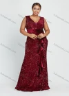 Wholesale Women's Glamorous Ruffle Trim Sleeveless Sweetheart Sequin Floor Length Evening Dress - Liuhuamall