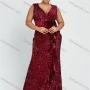 Wholesale Women's Glamorous Ruffle Trim Sleeveless Sweetheart Sequin Floor Length Evening Dress preview