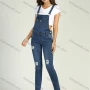 Wholesale Women's Casual Adjustable Strap Ripped Distressed Denim Overalls 3436# preview