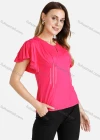 Wholesale Women's Petal Sleeve Keyhole Neck Casual Top - Liuhuamall