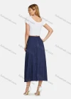 Wholesale Women's Elastic Waist Ruched Ruffle Hem Plain Maxi Skirt - Liuhuamall