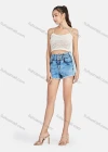 Wholesale Women's Casual Plain Round Neck Mesh Knit Crop Cami Top - Liuhuamall