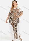 Wholesale Women's Plus Size Round Neck Baroque Print Rhinestone Decor Maxi Kaftan Dress - Liuhuamall