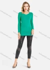 Wholesale Women's Rib-knit Trim Plain V Neck Slim Fit Long Sleeve Knit Top - Liuhuamall