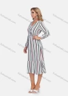 Wholesale Women's Casual Wrap V Neck Long Sleeve Multicolor Striped Ruffle Hem Midi Dress With Belt - Liuhuamall