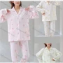 Wholesale Women's Soft Lounge Apple Heart Print Lapel Double Pockets Button Down Long Sleeve Pajamas 2 Piece Set 908# preview