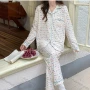 Wholesale Women's Soft Colourful Heart Print Lapel Pocket Button Down Long Sleeve Lounge Pajamas 2 Piece Set 908# preview