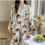 Wholesale Women's Comfy Cartoon Letter Lapel Pocket Button Down Long Sleeve Lounge Pajamas 2 Piece Set 908# preview