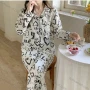 Wholesale Women's Soft Heart Letter Print Lapel Pocket Button Down Long Sleeve Lounge Pajamas 2 Piece Set 908# preview