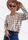 Wholesale Women's Mock Neck Houndstooth Print Pullover Sweater - Liuhuamall
