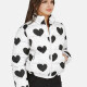 Women's Fashion Stand Collar Heart Print Zipper Puffer Jacket 665# White Clothing Wholesale Market -LIUHUA