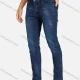 Wholesale Men's Casual Plain Distressed Pockets Slim Fit Stretch Jean Dark Cerulean Clothing Wholesale Market Liuhua