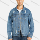 Wholesale Men's Casual Plain Button Down Ripped Frayed Raw Flap Pockets Denim Jacket Blue Wholesale Clothing Market & Suppliers -LIUHUAMALL