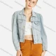Wholesale Women's Casual Plain Button Down Flap Pockets Crop Denim Jacket Light Blue Clothing Wholesale Market Liuhua