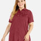 Women's Cotton Collared Sequin Embroidery Short Sleeve Shirt 4# Clothing Wholesale Market -LIUHUA