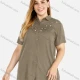 Wholesale Women's Cotton Collared Sequin Embroidery Short Sleeve Shirt 5# Clothing Wholesale Market Liuhua