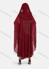 Wholesale Women's Modest Arabic Dubai Beaded Rhinestone Hooded Muslim Islamic Sheer Mesh Cover Up Kaftan Cloak - Liuhuamall