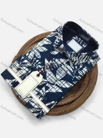 Wholesale Men's Vacation Shirt Collar Long Sleeve Botanical Print Shirt, LIUHUA CLOTHING WHOLESALE