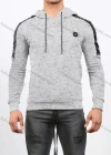 Wholesale Men's Casual Long Sleeve Zipper Leather Splicing Drawstring Hooded Sweatshirts - Liuhuamall
