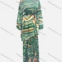 Wholesale Women's Casual Loose Fit Lantern Sleeve Abstract Shirt & Pleated Maxi Skirt Two Piece Set preview