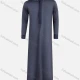 Wholesale Men's Stand Collar Plain Splicing Plaid Button Front Middle East Ramadan Formal Muslim Arabic Robe Gray Blue Clothing Wholesale Market Liuhua