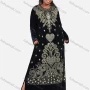 Wholesale Women's Muslim Oversized Floral Modest Velvet Abaya Muslim Embroidery Long Sleeve Maxi Dress preview