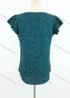 Wholesale Women's Casual Crew Neck Cap Sleeve Pin Dot Ruffle Trim Blouse - Liuhuamall