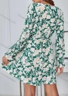 Wholesale Women's Casual Floral Print Wrap V Neck Long Sleeve Short Dress - Liuhuamall