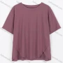 Wholesale Women's Casual Plain Crew Neck Short Sleeve Asymmetrical Hem T-shirt preview
