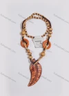 Wholesale Vintage Feather Wood Beads Necklace - Liuhuamall