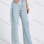 Wholesale Women's Basics High Waist Plain Patch Pocket Wide Leg Jeans preview