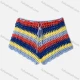 Wholesale Women's Vacation Hollow Out Semi-Sheer Drawstring Striped Colorblock Shorts J2443A# Multi-color Clothing Wholesale Market Liuhua
