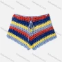 Wholesale Women's Vacation Hollow Out Semi-Sheer Drawstring Striped Colorblock Shorts J2443A# preview
