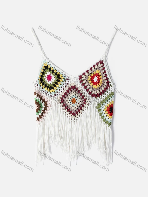 Wholesale Women's Scarf Hem Crochet Floral Cami Cover Up Top 2308#