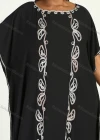 Wholesale Women's African Plus Size Vintage Round Neck Robe Batwing Sleeve Floral Embroidery Plain Kaftan Dress - Liuhuamall