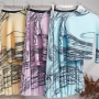 Wholesale Women's Casual Abstract Print Long Sleeve Maxi Pleated Skirt 2 Piece Set preview