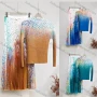 Wholesale Women's Casual Ink Splash Print Ruffle Hem Long Sleeve Maxi Pleated Skirt 2 Piece Set preview