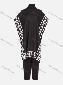 Wholesale Women's Casual Batwing Sleeve High Low Hem Grid Print Capes & Trousers 2 Piece Set, LIUHUA CLOTHING WHOLESALE