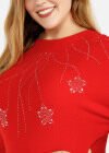Wholesale Women's Round Neck Long Sleeve Star Rhinestone Pullover Sweater - Liuhuamall