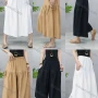 Wholesale Women's Loose Fit Elastic Waist Plain Wide Leg Pants With Patch Pockets 2153# preview