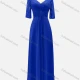 Wholesale Women's Glamorous Plain V Neck Lace Sleeve Appliques Lace Pearl Decor Bridesmaid Dress XF-A140# Blue Clothing Wholesale Market Liuhua