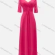Wholesale Women's Glamorous Plain V Neck Lace Sleeve Appliques Lace Pearl Decor Bridesmaid Dress XF-A140# Hot Pink Clothing Wholesale Market Liuhua