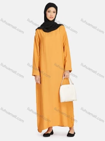 Wholesale Women's Vintage Islamic Muslim Long Sleeve Pockets Abaya Dress 1247#, LIUHUA CLOTHING WHOLESALE