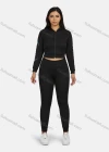 Wholesale Women's Sport Hooded Rhinestone Zipper Long Sleeve Top & Jogger Sets - Liuhuamall