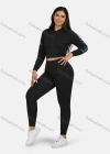 Wholesale Women's Sport Hooded Rhinestone Zipper Long Sleeve Top & Jogger Sets - Liuhuamall