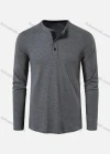 Wholesale Men's Casual Silm Fit Knit Long Sleeve Plain Henley Shirt - Liuhuamall