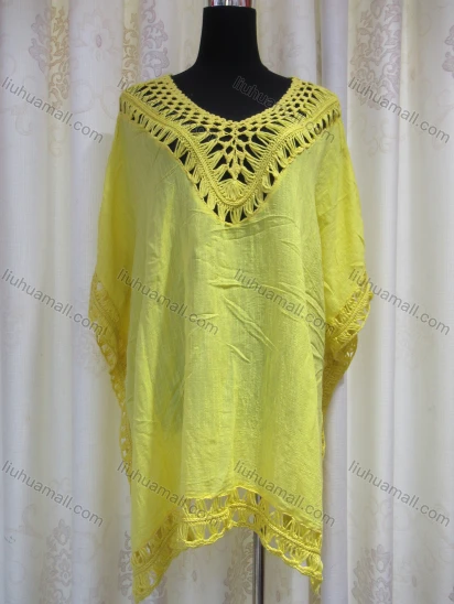 Wholesale Women's Casual Loose Fit Hollow Out Crochet Cape 2293#